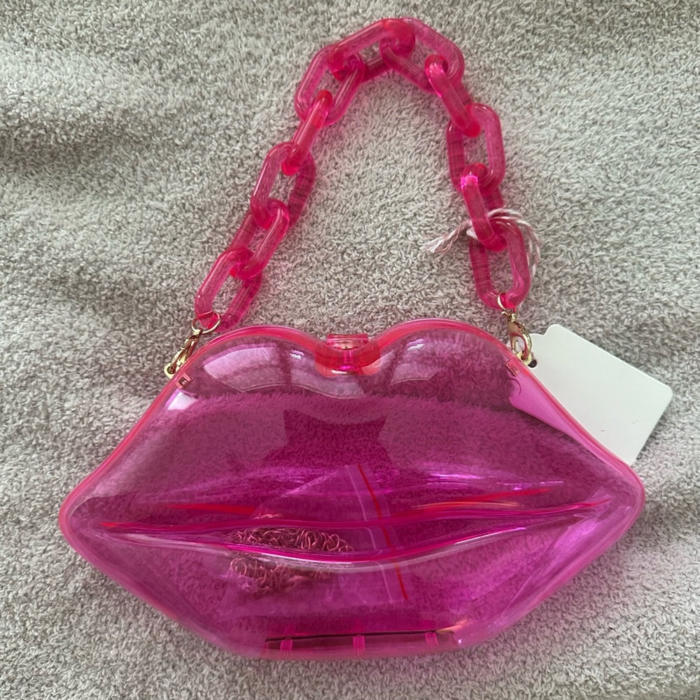 Pink Lip-Shaped Women Bag
